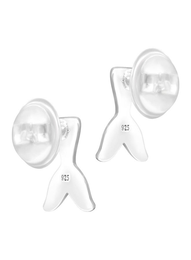 آيسروز أقراط صغيرة بتصميم ذيل حورية البحر من الفضة الإسترليني عيار 925، إصدار محدود، مضادة للحساسية، رقم 43542 - Image 5