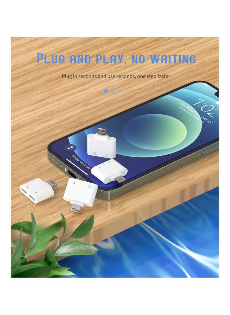 Zikra محول صوتي وشحن 2 في 1 لجهاز آيفون - عبوة من 2 كابل موصل AUX مزدوج Lightning لمحول الموسيقى لشتى موديلات آيفون - Image 2