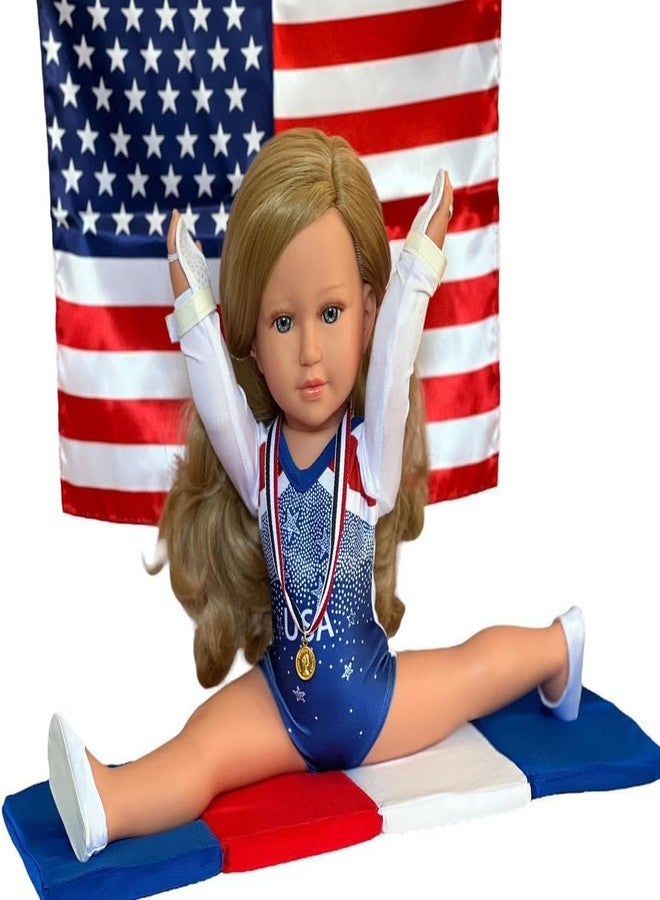 MBD 18 Inch Doll Gymnastics Outfit, American Flag, Wrist Guards, Shoes & Mat - Fits Kennedy and Friends® - USA Leotard Patriotic Doll Clothes & Accessories - Image 3