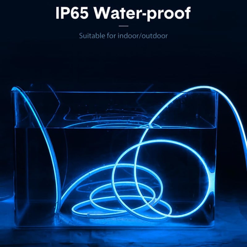Gesto شريط ضوء نيون LED بطول 16.4 قدم مع محول 12 فولت | مقاوم للماء، مرن وقابل للقص لتزيين ديوالي، تزيين الجدران، إضاءة داخلية وخارجية، لافتة نيون وتصميم اسم مخصص - أزرق - Image 5