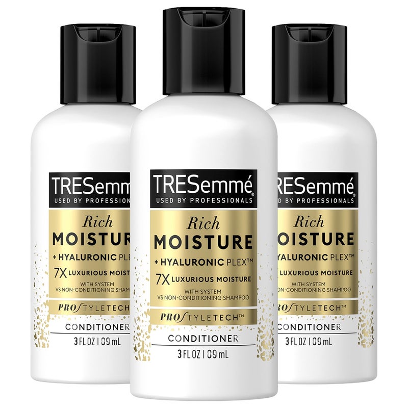 TRESemmé TRESemm Conditioner Moisture Rich  Ceramide  Hyaluronic Acid TravelSize Conditioner for Damaged Hair Moisturizing Conditioner TREsemme Hair Care Products for WomenMen 3 Oz Pack of 3