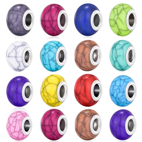 TianBo 100pcs Mix Color Large Hole Bead Resin Crack Fit European Charm Bracelet Spacer for Jewelry Making SS01 - Image 1