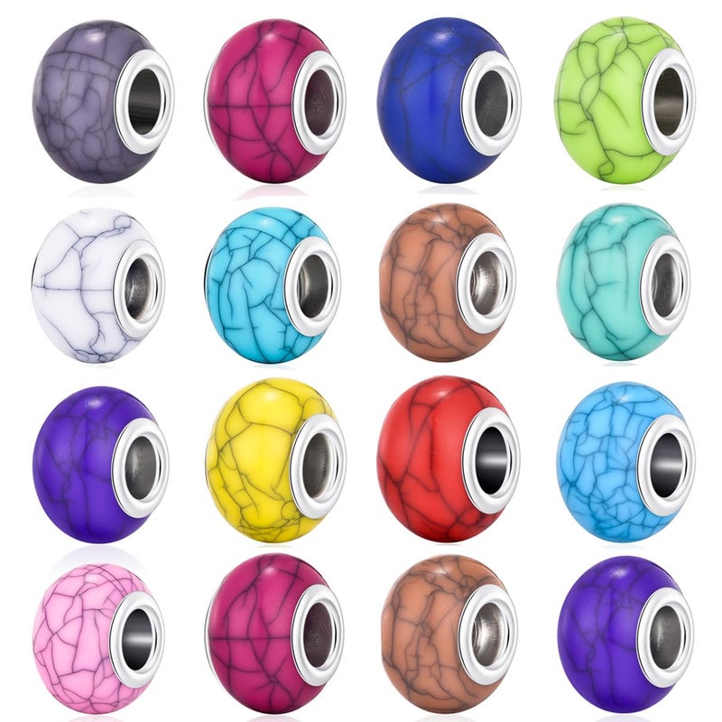 TianBo 100pcs Mix Color Large Hole Bead Resin Crack Fit European Charm Bracelet Spacer for Jewelry Making SS01 - Image 3