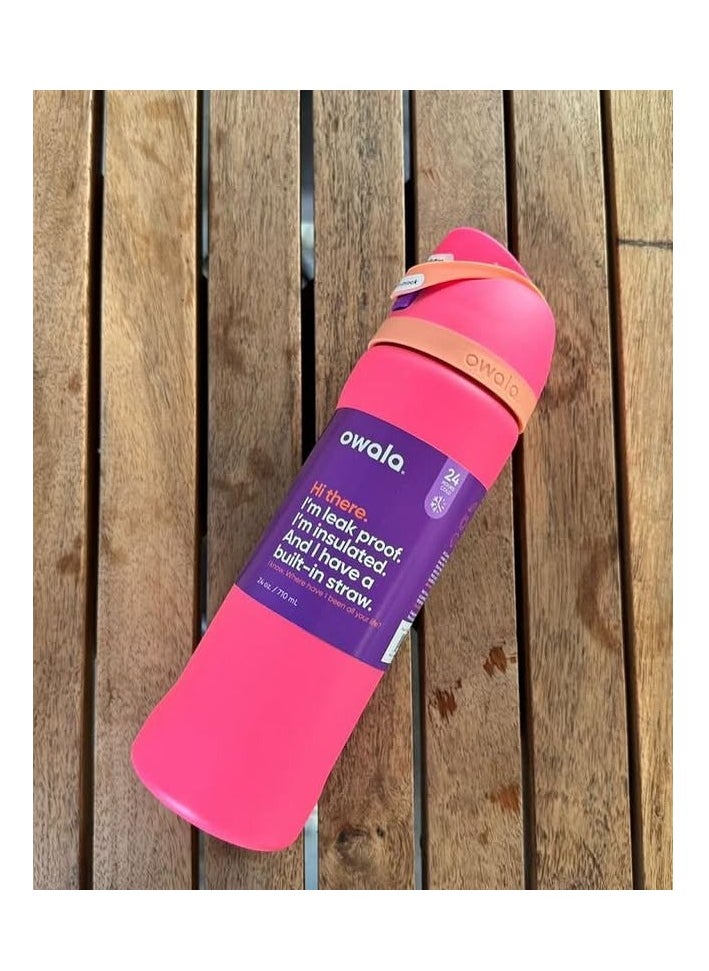 Owala - Owala FreeSip Insulated Stainless Steel Water Bottle with Straw for Sports and Travel, BPA-Free, 24-Ounce, Pink - Image 1