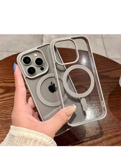 Angmei 3pcs iPhone 15promax mobile phone case acrylic magnetic Apple Macaron silicone anti-drop transparent protective case Magnetic compatible iPhone mobile phone case, [Compatible with MagSafe] [Military Grade Shockproof] Ultra-thin translucent matte mobile phone case  - Image 1