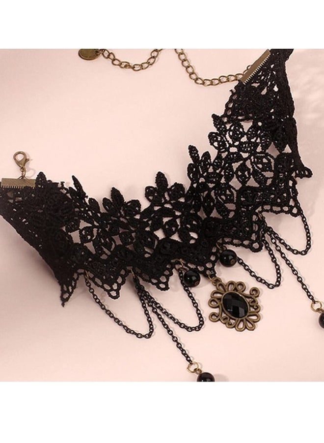 Choker Necklace for Women Girls, 3pcs Lace Vintage Neck, Black Classic Velvet Stretch Tattoo Girl Party Wedding Supplies - Image 2