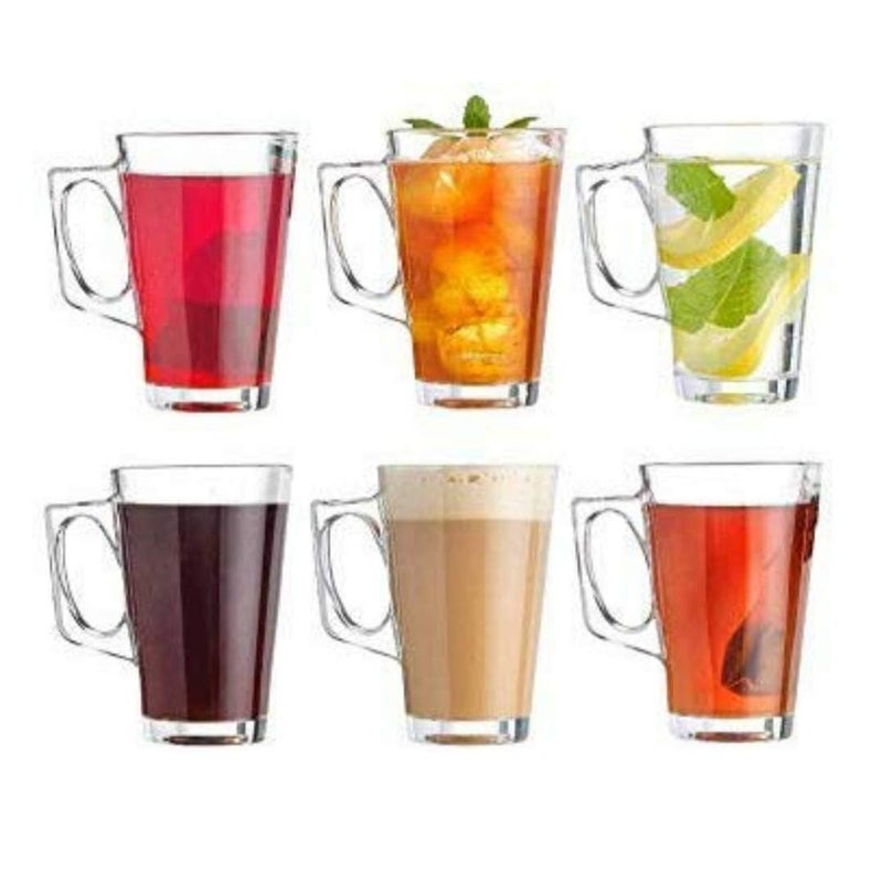 Mevanta Premium Glass Tea and Coffee Cup 200ML Set of 6 Transparent Glass Cups Set for Milk Cup, Hot/Cold Drinks Cups, Herbal Tea, Green Tea, Lemon Tea Cup Set for Ideal Gift Uses (6, BX-16) - Image 1