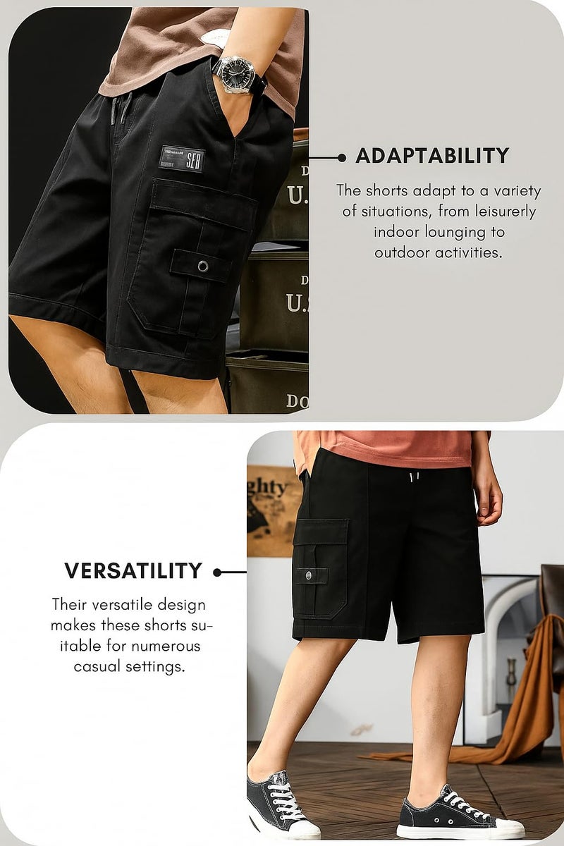Lymio Men Shorts || Men Shorts Cotton || Men Shorts Casual (Short-09-Black-L) - Image 2