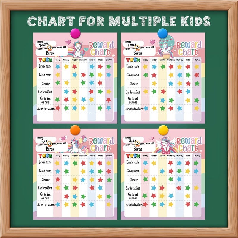yasest Reward Chart for Kids – Unicorn Magnetic Kids Behavior Chart, Pad with 26 Chore Charts, 1920 Star Stickers, 49 Incentive Stickers, Responsibility Chart for Kids Girls Toddlers - Kids Chore Chart - Image 5