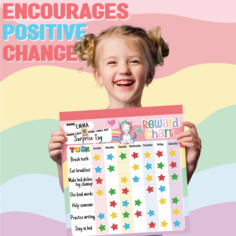 yasest Reward Chart for Kids – Unicorn Magnetic Kids Behavior Chart, Pad with 26 Chore Charts, 1920 Star Stickers, 49 Incentive Stickers, Responsibility Chart for Kids Girls Toddlers - Kids Chore Chart - Image 4