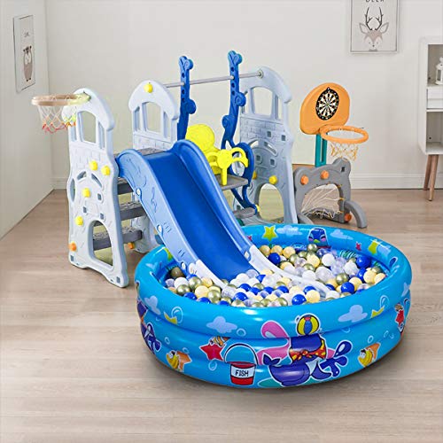 Big Summer 3 Rings Kiddie Pool for Toddler, 48”X12”，Kids Swimming Pool, Inflatable Baby Ball Pit Pool, Small Infant Pool (Blue) - Image 4