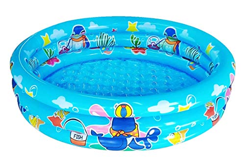 Big Summer 3 Rings Kiddie Pool for Toddler, 48”X12”，Kids Swimming Pool, Inflatable Baby Ball Pit Pool, Small Infant Pool (Blue) - Image 1