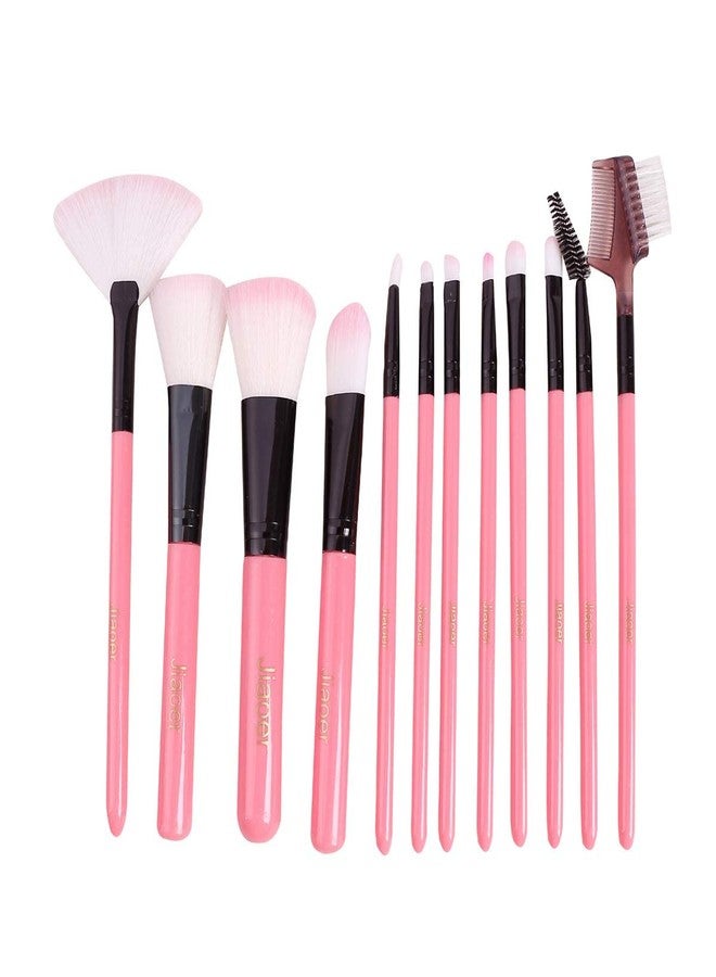 SUNISA Pink Soft Synthetic Bristle Makeup Brushes Set of 12 with Storage Box - (Pack of 13) - Image 4