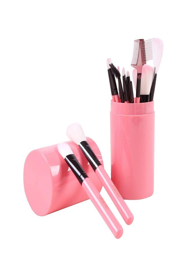 SUNISA Pink Soft Synthetic Bristle Makeup Brushes Set of 12 with Storage Box - (Pack of 13) - Image 2