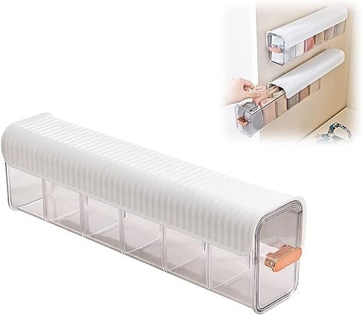 MURTISIDDH MURTISIDDH 5 Grids Wall Mounted Socks and Undergarment Organizer Transparent Storage Box for Wardrobe Bra Panty Data Cable MultiFunctional Plastic Storage Rack - Image 1