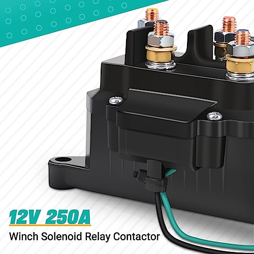 KanSmart Winch Solenoid Relay Contactor 12V 250A Winch Relay Thumb Truck for ATV UTV Boat 4x4 Vehicles 3000-5000lbs Winch with 6 Protecting Caps - Replacement 63070 62135 74900 2875714 70715 - Image 2