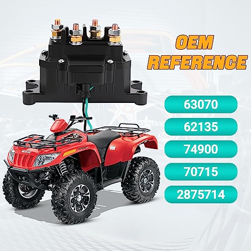 KanSmart Winch Solenoid Relay Contactor 12V 250A Winch Relay Thumb Truck for ATV UTV Boat 4x4 Vehicles 3000-5000lbs Winch with 6 Protecting Caps - Replacement 63070 62135 74900 2875714 70715 - Image 4