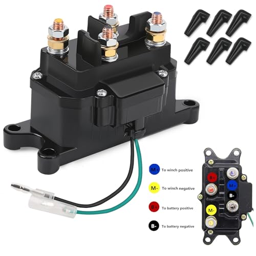 KanSmart Winch Solenoid Relay Contactor 12V 250A Winch Relay Thumb Truck for ATV UTV Boat 4x4 Vehicles 3000-5000lbs Winch with 6 Protecting Caps - Replacement 63070 62135 74900 2875714 70715 - Image 1