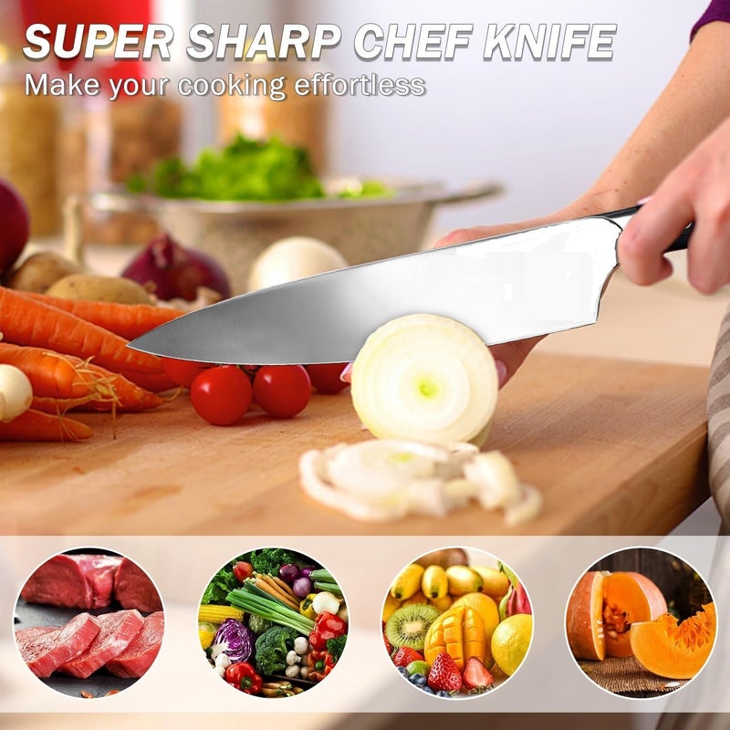 Baskety سكين شيف كلاسيكية من الفولاذ المقاوم للصدأ 6 بوصة مع ثلاثة مسامير فضية - Image 5