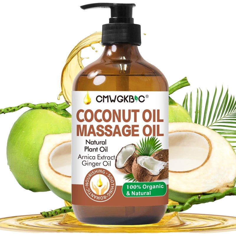 CMWGKBC Coconut Oil Massage Oil for Massage Therapy- Relaxing Massage Oil,Carrier Oil for Essential Oils,Non-Greasy Coconut Oil for Skin and Hair,Massage Oils for Date Night Spa Body Oil for Women Men - Image 1