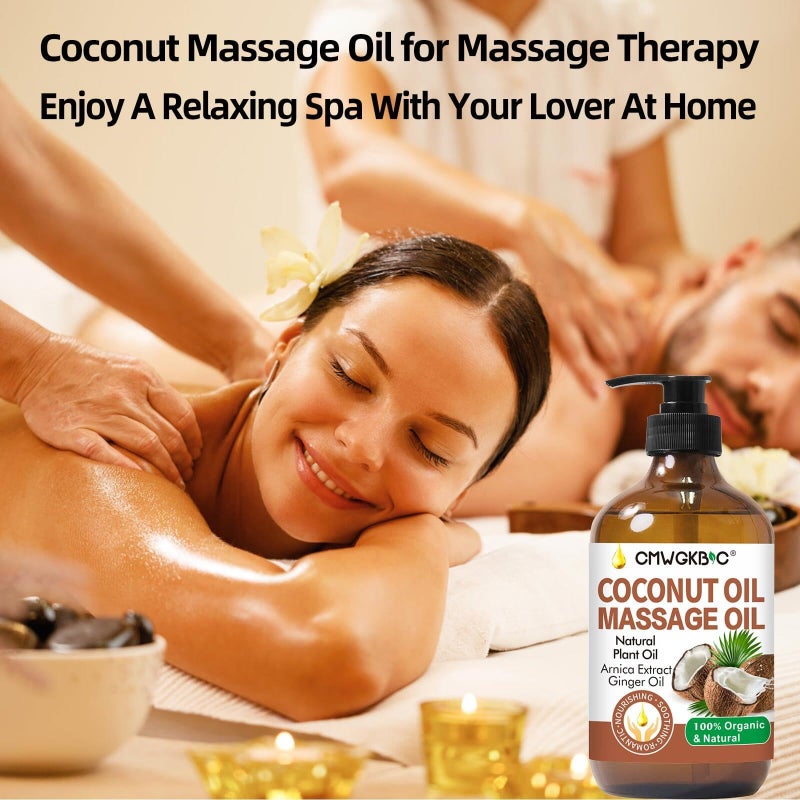 CMWGKBC Coconut Oil Massage Oil for Massage Therapy- Relaxing Massage Oil,Carrier Oil for Essential Oils,Non-Greasy Coconut Oil for Skin and Hair,Massage Oils for Date Night Spa Body Oil for Women Men - Image 3