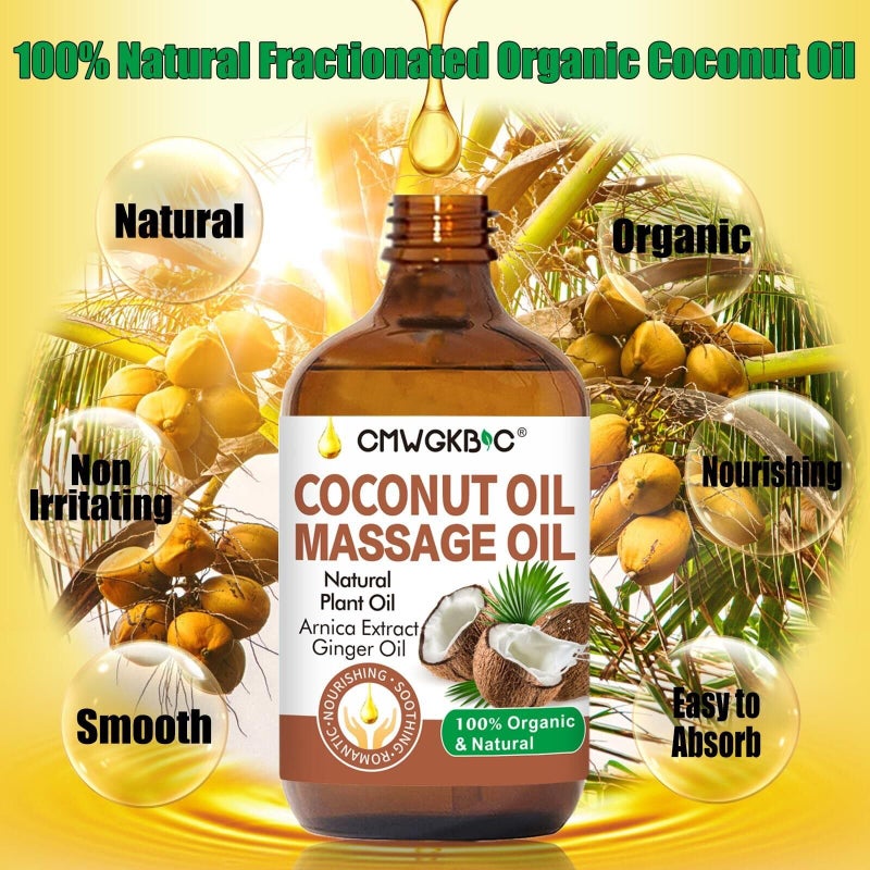 CMWGKBC Coconut Oil Massage Oil for Massage Therapy- Relaxing Massage Oil,Carrier Oil for Essential Oils,Non-Greasy Coconut Oil for Skin and Hair,Massage Oils for Date Night Spa Body Oil for Women Men - Image 2