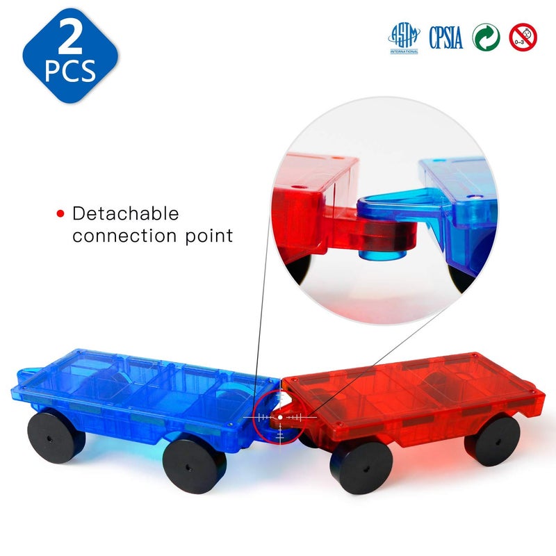 MAGBLOCK 2 Piece Car Set Suitable for Magnetic Blocks Tiles, Expand and Enrich Your Magnet Tiles STEM Educational Toys - Image 4