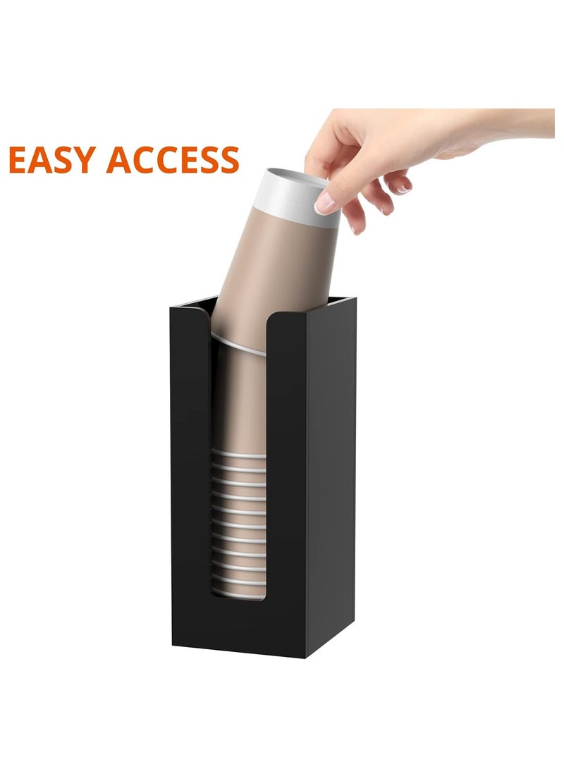 TPGP Acrylic Coffee Cup and Lid Storage Organizer Holder, 1 Compartment, Black - Image 4