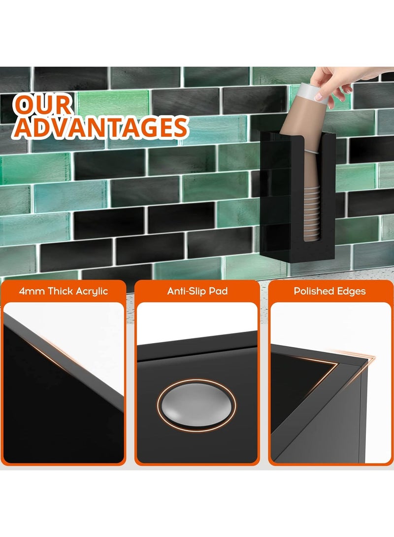 TPGP Acrylic Coffee Cup and Lid Storage Organizer Holder, 1 Compartment, Black - Image 5