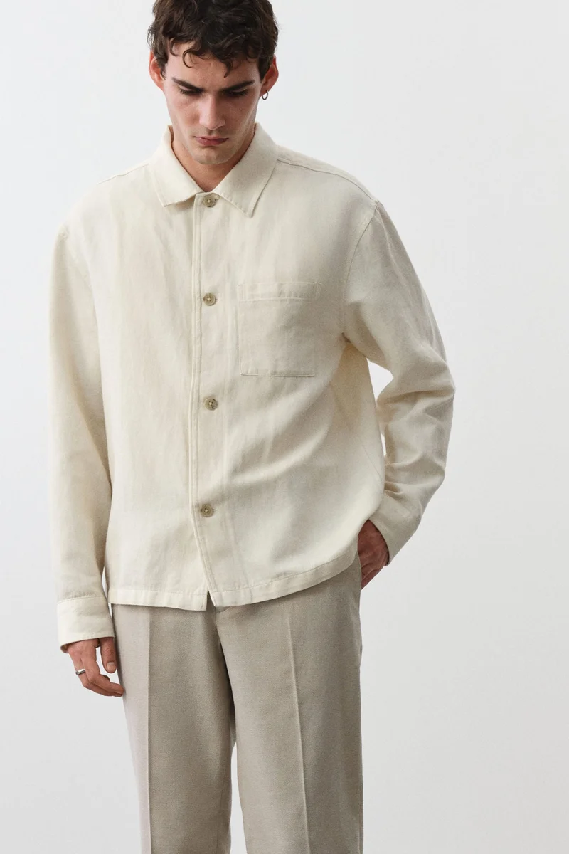 H&M Regular Fit Tailored linen-blend trousers