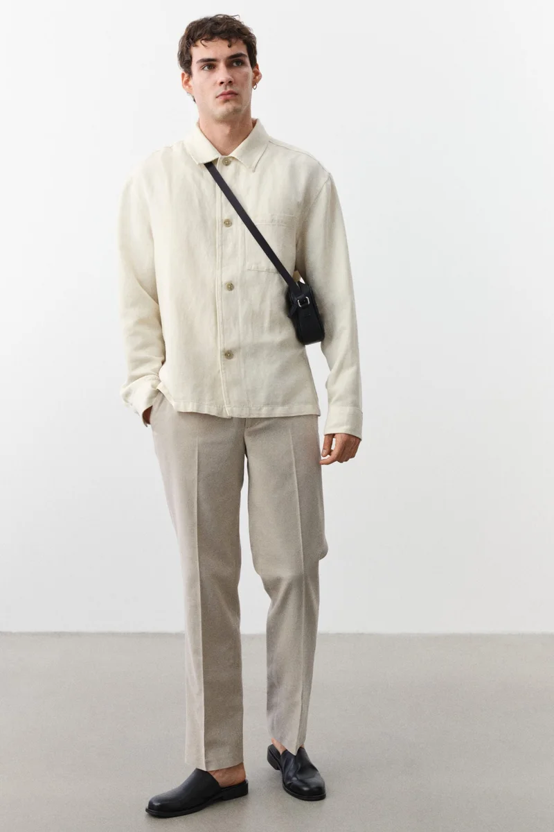 H&M Regular Fit Tailored linen-blend trousers