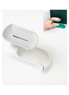 5 Pieces Soap Box Rotating Double-Layer Non-Perforated Bathroom Drain Rack White 28x11x19cm