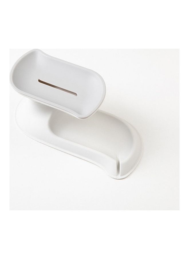 Generic - 5 Pieces Soap Box Rotating Double-Layer Non-Perforated Bathroom Drain Rack White 28x11x19cm - Image 1
