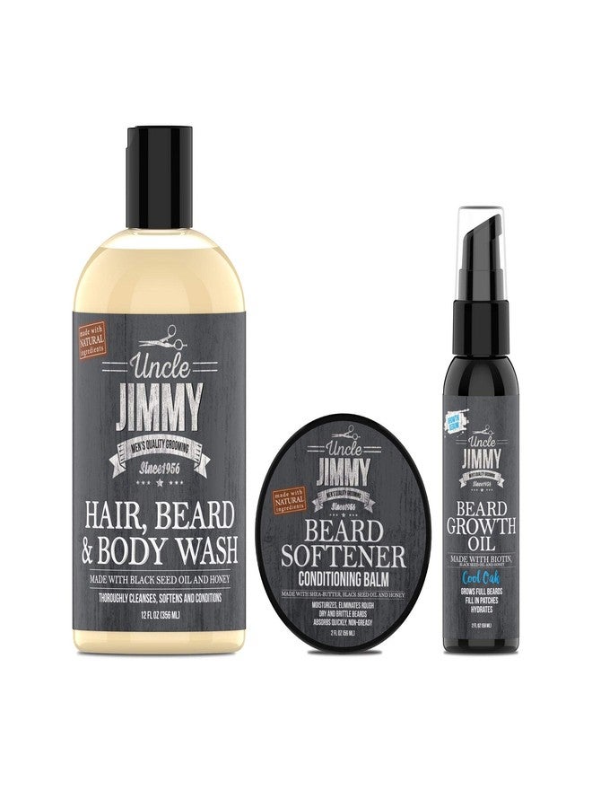 Uncle Jimmy Ultimate Beard Care Kit for Growth – Complete Grooming Regimen with Beard Wash, Beard Growth Oil, and Beard Softener. - Image 1