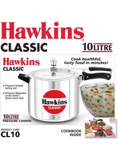 Hawkins 10 Liters Classic Aluminium Pressure Cooker,Silver  - Image 2
