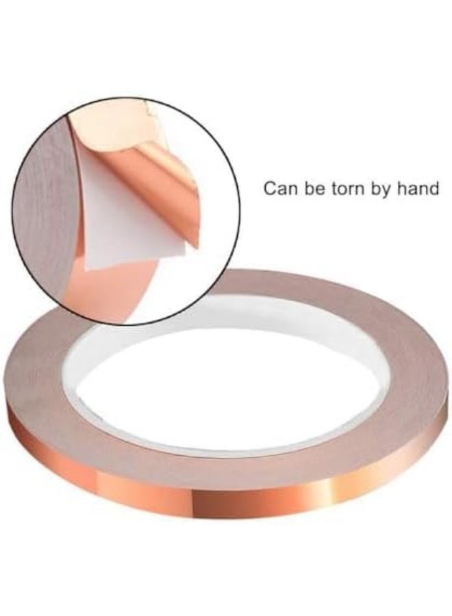 erorex 4 Sizes Copper Foil Tape(2pcs,10mm),Single-Sided Conductive Copper Tape with Adhesive for EMI Shielding,Slug Repellent,Paper Circuits,Electrical Repairs,Grounding(5mm,10mm,20mm,30mm) X 20m (10mm) - Image 2