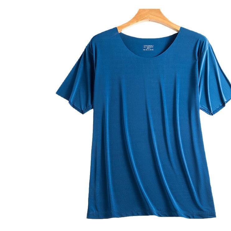 2025 Ice Silk Short-Sleeved Men'S T-Shirt Ice Sports Thin Seamless Intimates Elastic Large Size Bottoming - Image 5