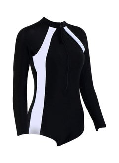 Henley Neck One Piece Swimsuit With Bra Black/White
