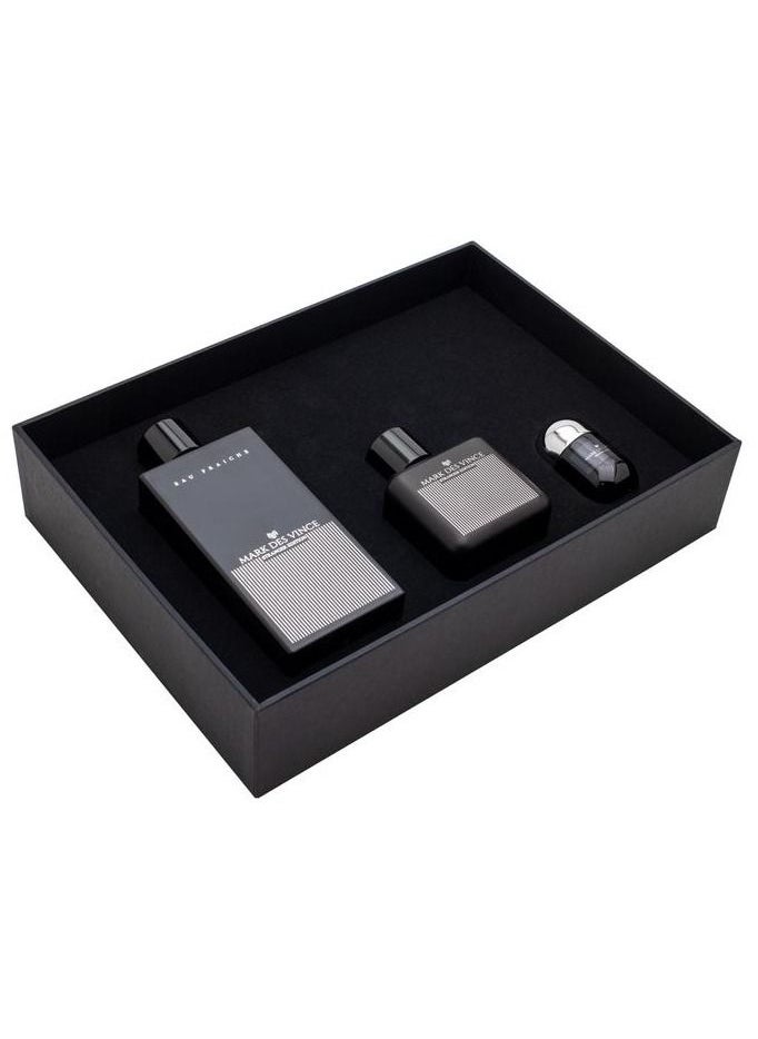 MARK DES VINCE - Mark Des Vince Stranger Eau De Parfum Gift Set For Men EDP 100ML + Eau Fraiche 200ML + Concentrated Perfume 15ML - Image 1