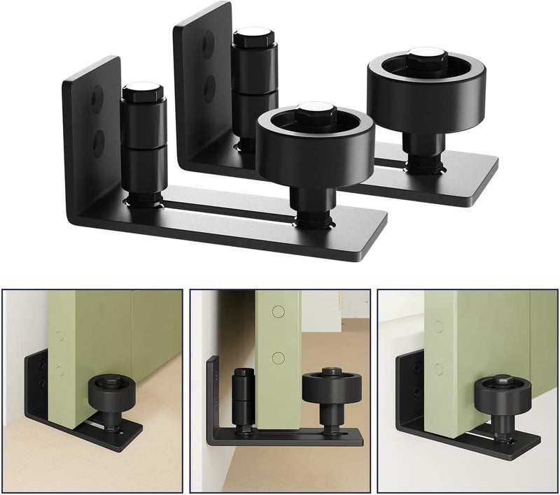 SMARTSTANDARD Sliding Barn Door Floor Guide for Bottom Adjustable Roller - 8 Setup Options for DIYers - Flush Design Bottom Flat Barn Door Floor Guide Stay Roller (Black) 2PCS - Image 4