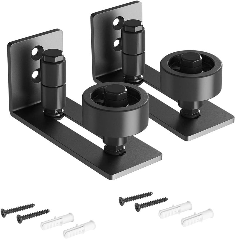 SMARTSTANDARD Sliding Barn Door Floor Guide for Bottom Adjustable Roller - 8 Setup Options for DIYers - Flush Design Bottom Flat Barn Door Floor Guide Stay Roller (Black) 2PCS - Image 1