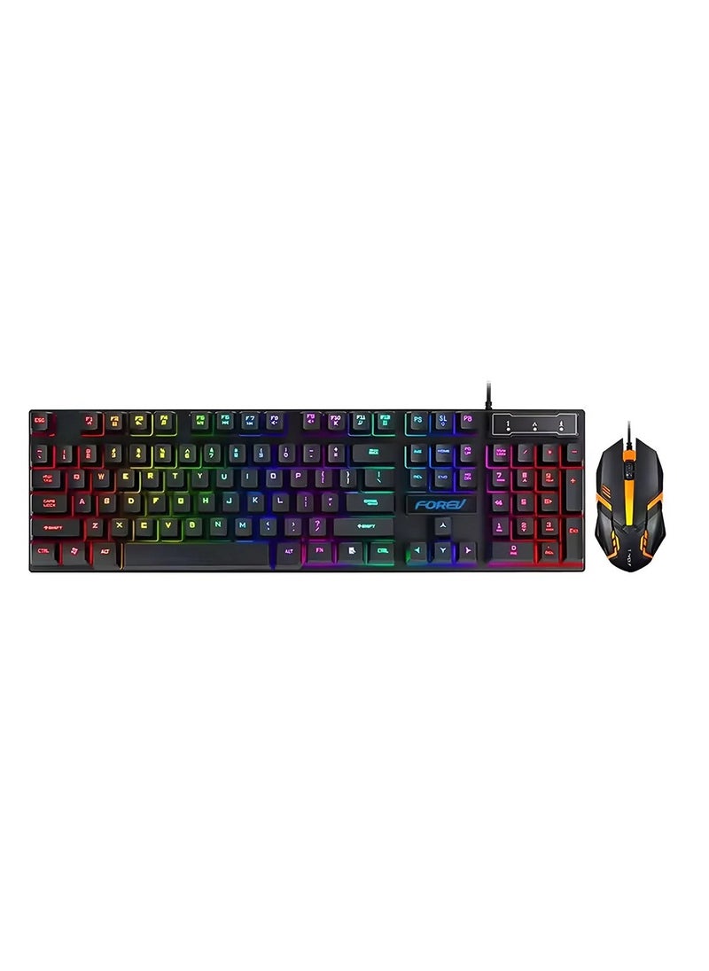 Generic - FOREV Gaming Keyboard and Mouse Set, Model FV-Q3055, Rainbow Backlight, Mechanical Design, USB 2.0. - Image 1