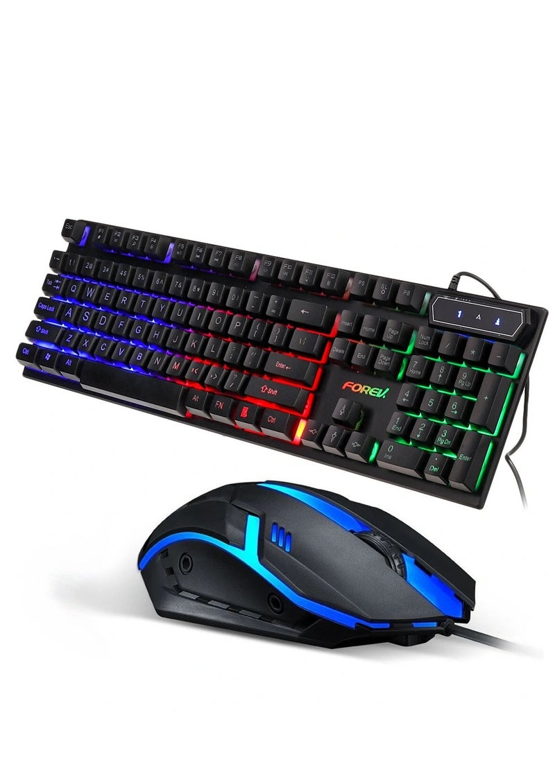 Generic - FOREV Gaming Keyboard and Mouse Set, Model FV-Q3055, Rainbow Backlight, Mechanical Design, USB 2.0. - Image 1
