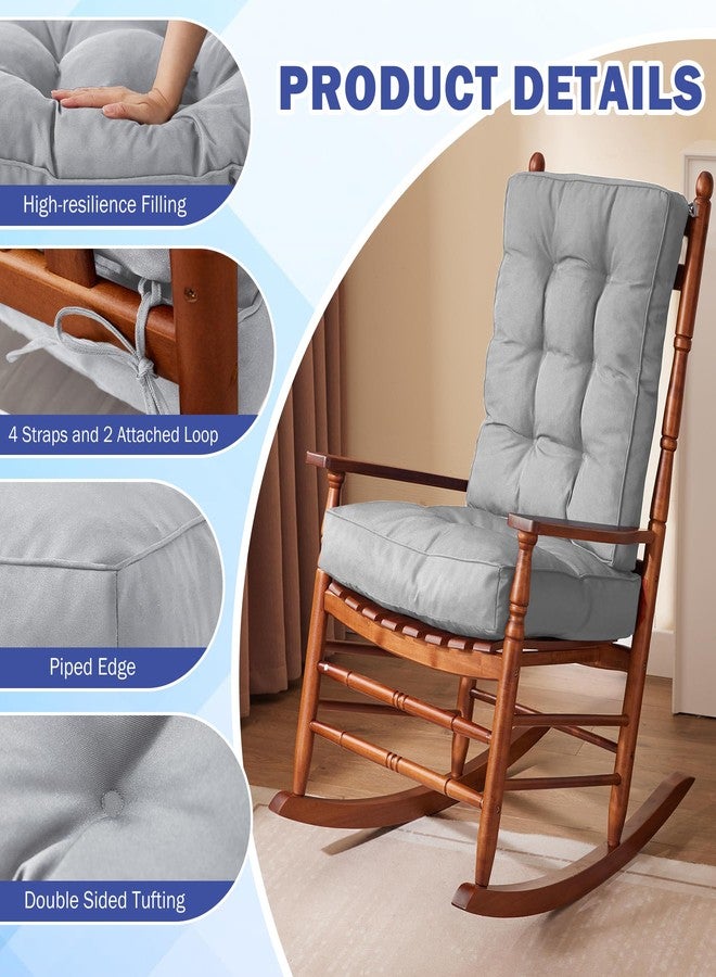 IPYNBAP Rocking Chair Cushion Set, Waterproof and Fade-Resistant Patio Chair Cushions, Tufted Chair Pads for Rocker Furniture, Indoor/Outdoor Seat Cushions with Ties, 17x17 Inch, Light Grey - Image 5