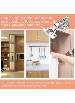 Generic 6 Pcs Kitchen Soft Close Cabinet Door Hinges, Stainless Concealed Kitchen Cabinet Hinges Hardware Accessories for Cabinets, Wardrobes and Bookcases, Silver  - Image 4