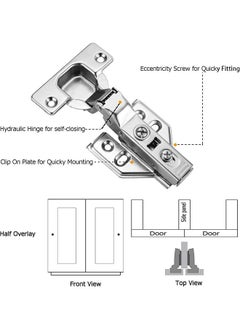 Generic 6 Pcs Kitchen Soft Close Cabinet Door Hinges, Stainless Concealed Kitchen Cabinet Hinges Hardware Accessories for Cabinets, Wardrobes and Bookcases, Silver  - Image 5