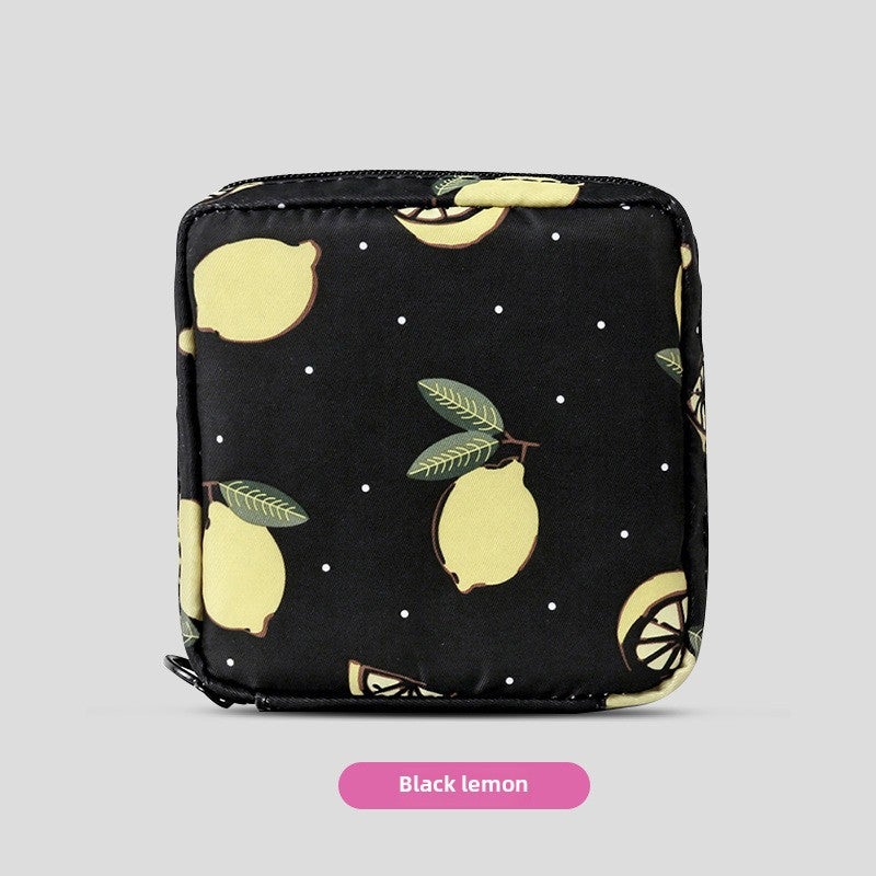 Cartoon Sanitary Pad Storage Bag Black [Lemon]] 