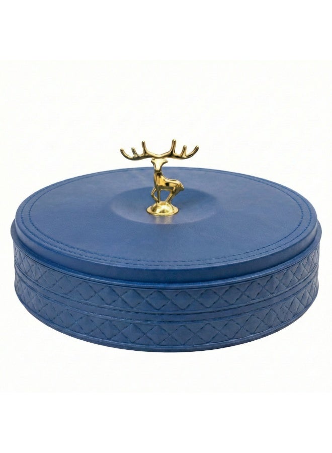 Plastic Snack Organizer with Lid & Handle, 5-Section Divided Serving Box for Nuts, Biscuits, Cookies, Dates and Ramadan Snacks-Blue - Image 1