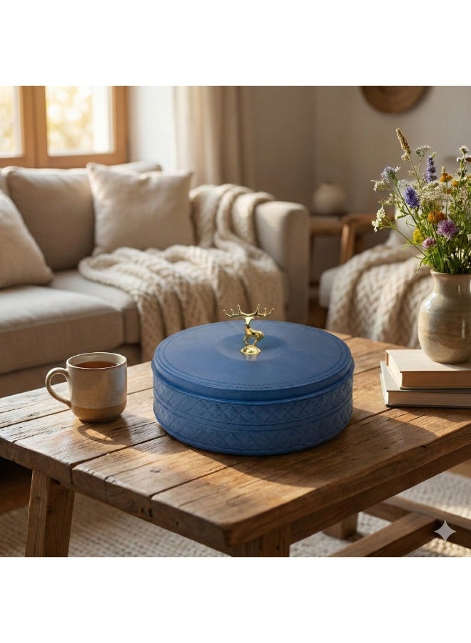 Plastic Snack Organizer with Lid & Handle, 5-Section Divided Serving Box for Nuts, Biscuits, Cookies, Dates and Ramadan Snacks-Blue - Image 4