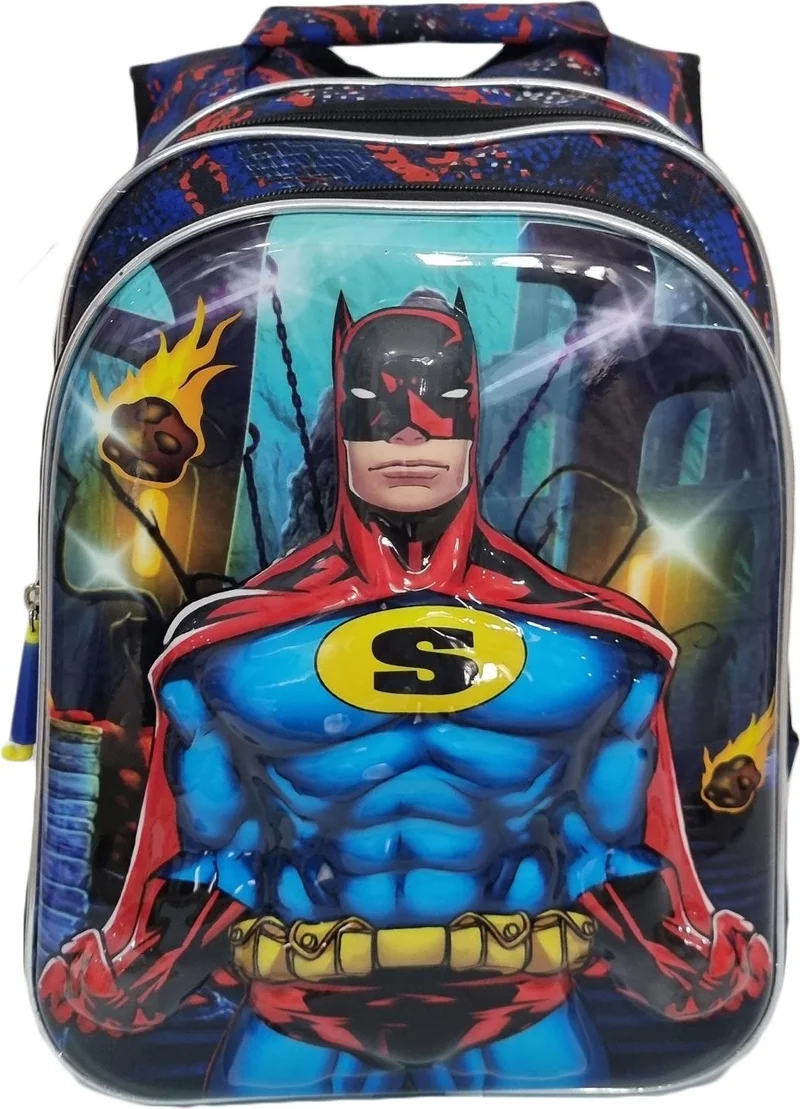 Masho Trend Embossed Super Batman School Bag + Lunch Batman Bag Primary School Bag Boys School Bag